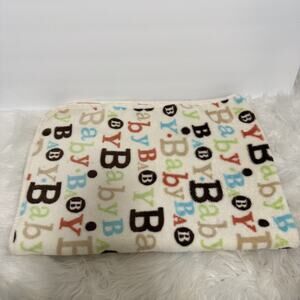 CIRCO Target Baby Blanket Lovey Letters Blue Green White Brown Plush Beige 29x40